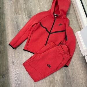 Nike Tech Red and Black Tracksuit youth large